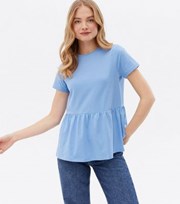 New Look Blue Short Sleeve Peplum T-Shirt